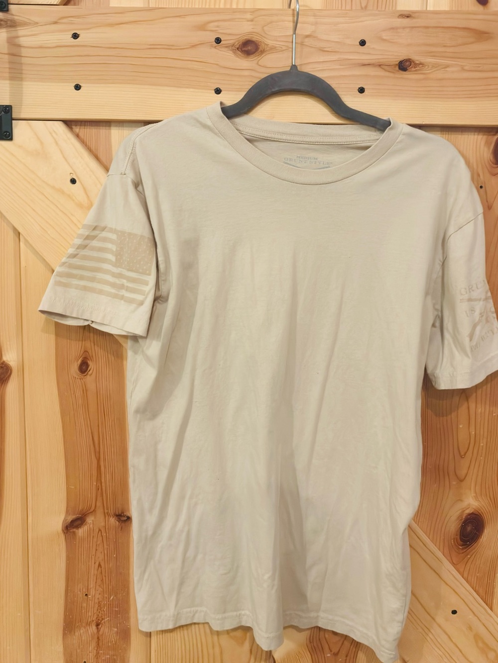 Men's Grunt Style Plain Short Sleeve Shirt in Light Tan
